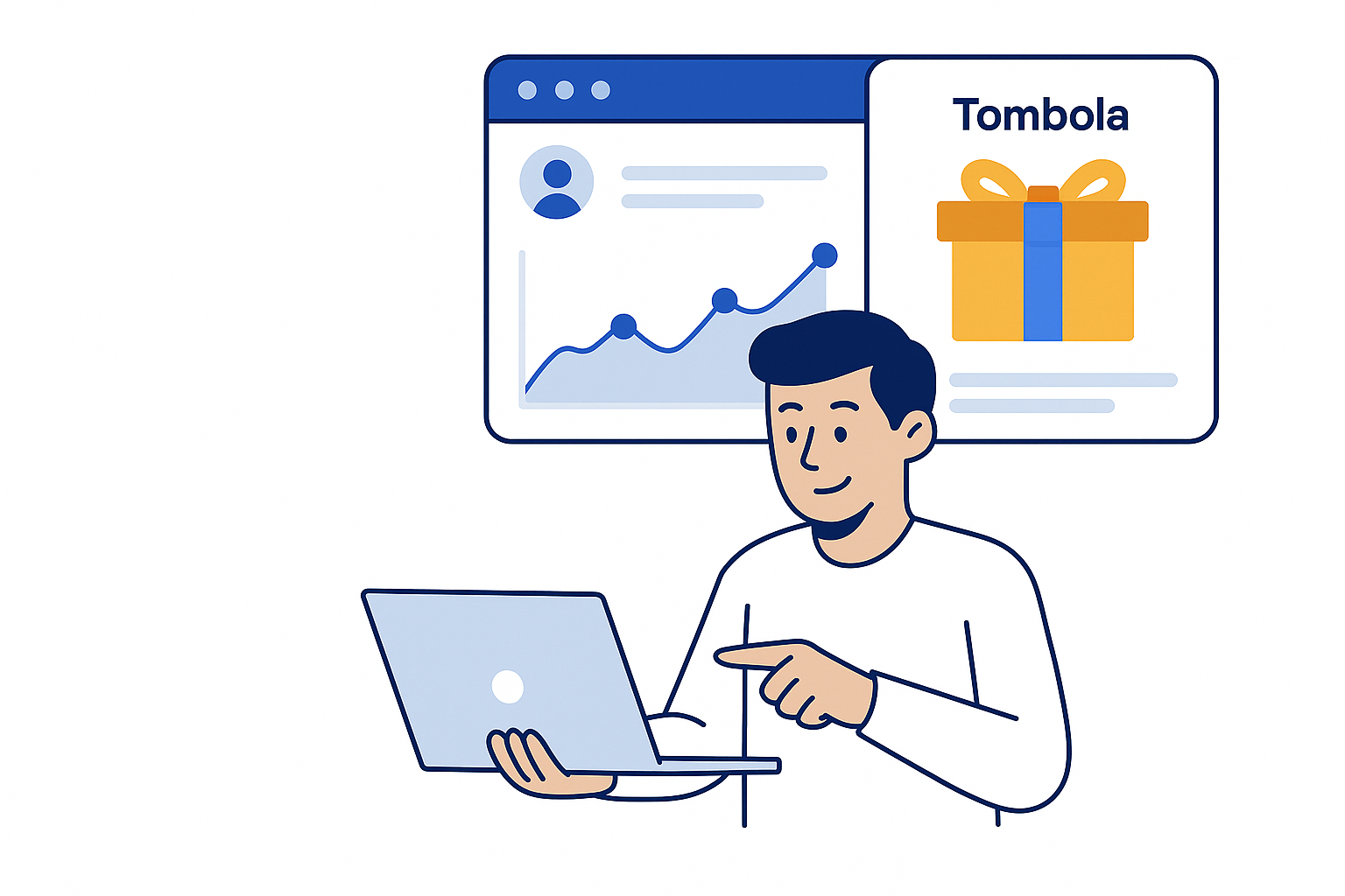 Créateur digital utilisant la plateforme uTombola pour lancer une tombola gratuite et interactive auprès de sa communauté.